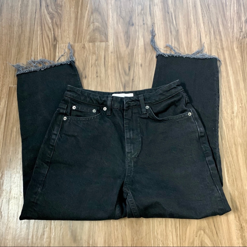 Topshop high waisted straight leg raw hem jeans 28 - Picture 4 of 9